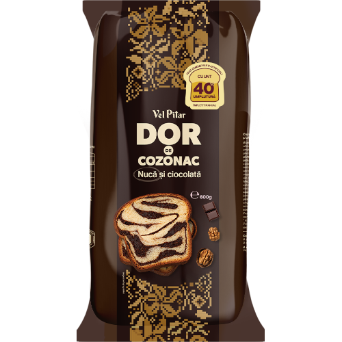 Cozonac cu ciocolată și nucă, 600g