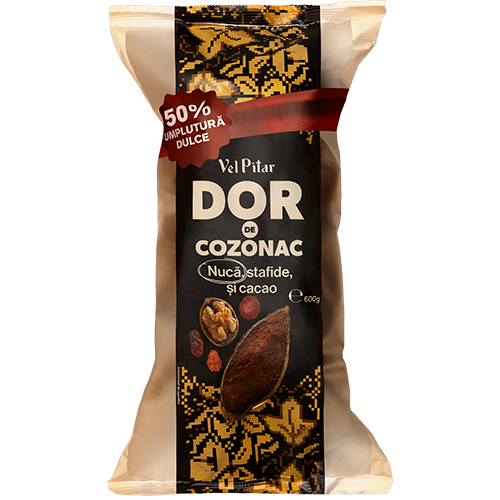 Cozonac cu nucă, stafide și cacao, 500g