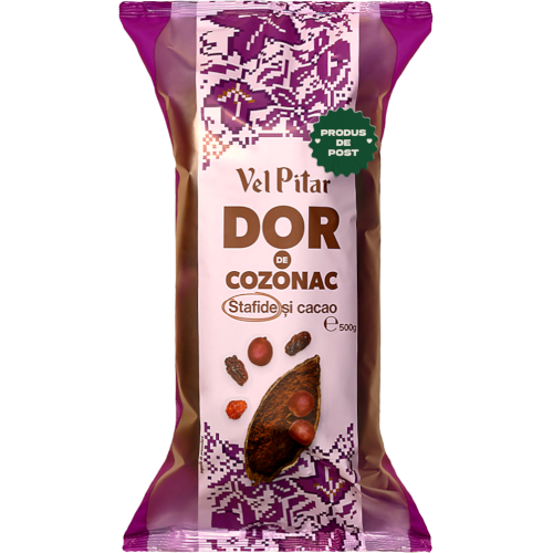 Cozonac cu stafide și cacao de post, 500g